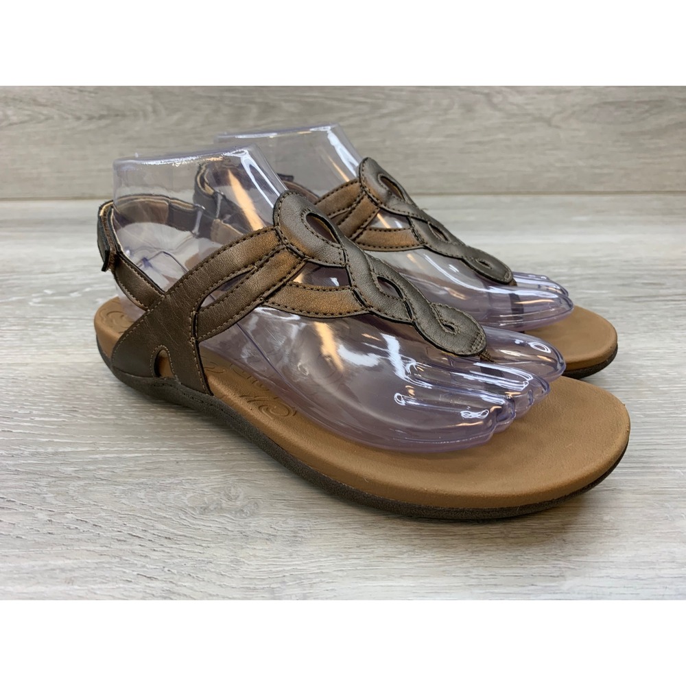 Rockport Cobb Hill Bronze Metallic Thong Slingback Sandals Women's 7 Shoes